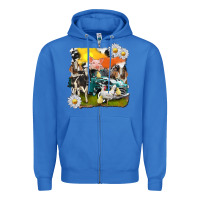True Royal cowhide farm truck with farm animals Zipper Hoodie - texasbilliewilder