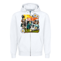 White cowhide farm truck with farm animals Zipper Hoodie - texasbilliewilder