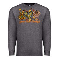Charcoal Heather Peace Love Thankful Premium Sweatshirt - CowhideDigitalArt