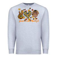 Heather Grey Peace Love Thankful Premium Sweatshirt - CowhideDigitalArt