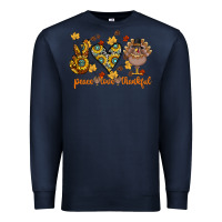 Navy Peace Love Thankful Premium Sweatshirt - CowhideDigitalArt