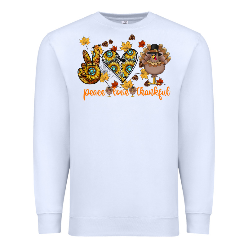 Peace Love Thankful Premium Sweatshirt by CowhideDigitalArt | Teevron
