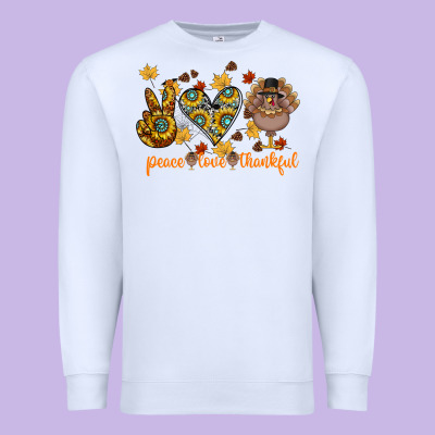 Peace Love Thankful Premium Sweatshirt Designed By Cowhidedigitalart
