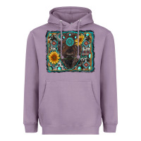 Lavender american bison wıth sunflower and gemstone Heavyweight Hoodie - RanaPortraitStore