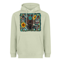 Matcha american bison wıth sunflower and gemstone Heavyweight Hoodie - RanaPortraitStore