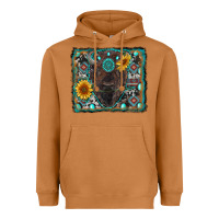 Meerkat american bison wıth sunflower and gemstone Heavyweight Hoodie - RanaPortraitStore