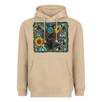 Mushroom american bison wıth sunflower and gemstone Heavyweight Hoodie - RanaPortraitStore