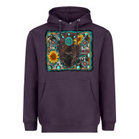 Plum american bison wıth sunflower and gemstone Heavyweight Hoodie - RanaPortraitStore