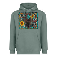 Sage american bison wıth sunflower and gemstone Heavyweight Hoodie - RanaPortraitStore