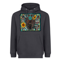 Smoke american bison wıth sunflower and gemstone Heavyweight Hoodie - RanaPortraitStore