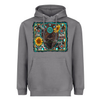 Storm american bison wıth sunflower and gemstone Heavyweight Hoodie - RanaPortraitStore
