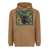 Toasted Coconut american bison wıth sunflower and gemstone Heavyweight Hoodie - RanaPortraitStore