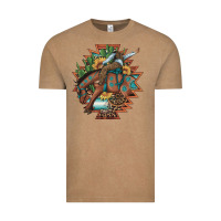 Vintage Coffee bucking bronco aztec shape background Vintage Tee - Artiststas