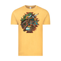 Vintage Mustard bucking bronco aztec shape background Vintage Tee - Artiststas