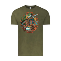 Vintage Olive bucking bronco aztec shape background Vintage Tee - Artiststas