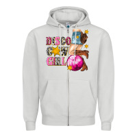 Dove Grey disco cowgirl Zipper Hoodie - texasbilliewilder