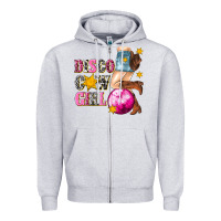 Heather Grey disco cowgirl Zipper Hoodie - texasbilliewilder
