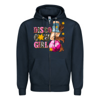 Navy disco cowgirl Zipper Hoodie - texasbilliewilder