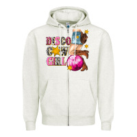 Oatmeal Heather disco cowgirl Zipper Hoodie - texasbilliewilder