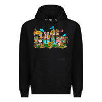 Black farm cute animals with sunflower coffee cups Premium Hoodie - NancyCooperArtShop