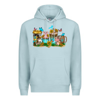 Blue Mist farm cute animals with sunflower coffee cups Premium Hoodie - NancyCooperArtShop