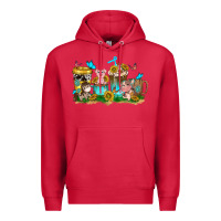 Cardinal farm cute animals with sunflower coffee cups Premium Hoodie - NancyCooperArtShop