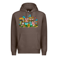 Coffee farm cute animals with sunflower coffee cups Premium Hoodie - NancyCooperArtShop