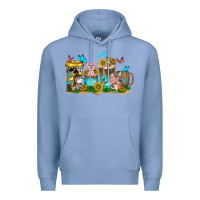 Colony Blue farm cute animals with sunflower coffee cups Premium Hoodie - NancyCooperArtShop