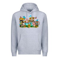 Heather Grey farm cute animals with sunflower coffee cups Premium Hoodie - NancyCooperArtShop