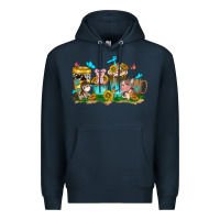 Navy farm cute animals with sunflower coffee cups Premium Hoodie - NancyCooperArtShop