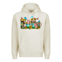 Oatmeal Heather farm cute animals with sunflower coffee cups Premium Hoodie - NancyCooperArtShop