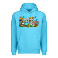 Ocean Blue farm cute animals with sunflower coffee cups Premium Hoodie - NancyCooperArtShop