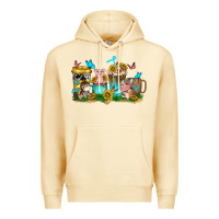 Pina Colada farm cute animals with sunflower coffee cups Premium Hoodie - NancyCooperArtShop
