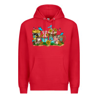 Red farm cute animals with sunflower coffee cups Premium Hoodie - NancyCooperArtShop