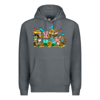 Rock farm cute animals with sunflower coffee cups Premium Hoodie - NancyCooperArtShop