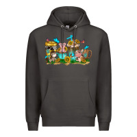 Smoke farm cute animals with sunflower coffee cups Premium Hoodie - NancyCooperArtShop