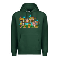 Sports Green farm cute animals with sunflower coffee cups Premium Hoodie - NancyCooperArtShop