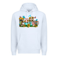 White farm cute animals with sunflower coffee cups Premium Hoodie - NancyCooperArtShop