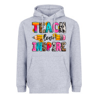 Heather Grey teach love inspire Heavyweight Hoodie - Zillion Design Studio