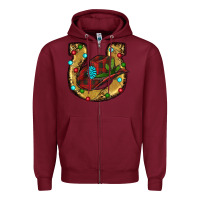 Burgundy Christmas Horseshoe Zipper Hoodie - RanaPortraitStore