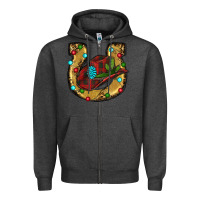 Charcoal Heather Christmas Horseshoe Zipper Hoodie - RanaPortraitStore