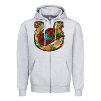 Heather Grey Christmas Horseshoe Zipper Hoodie - RanaPortraitStore