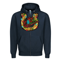 Navy Christmas Horseshoe Zipper Hoodie - RanaPortraitStore