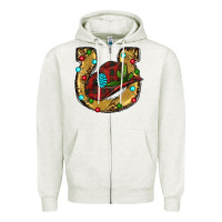 Oatmeal Heather Christmas Horseshoe Zipper Hoodie - RanaPortraitStore