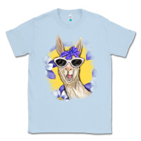 Dusty Blue Llama With Sunglasses Classic Tee - RanaPortraitStore