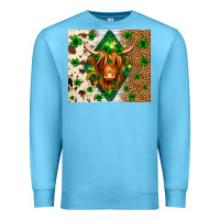 Ocean Blue St. Patrick's Day Highland cow Premium Sweatshirt - Neo Western