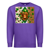 Purple St. Patrick's Day Highland cow Premium Sweatshirt - Neo Western