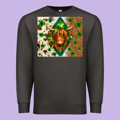 St. Patrick's Day Highland Cow Premium Sweatshirt Designed By Neo Western