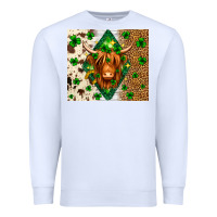 White St. Patrick's Day Highland cow Premium Sweatshirt - Neo Western