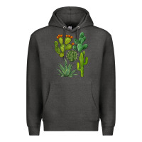 Charcoal Heather watercolor cactus bundle preview Premium Hoodie - BarkalooDesign